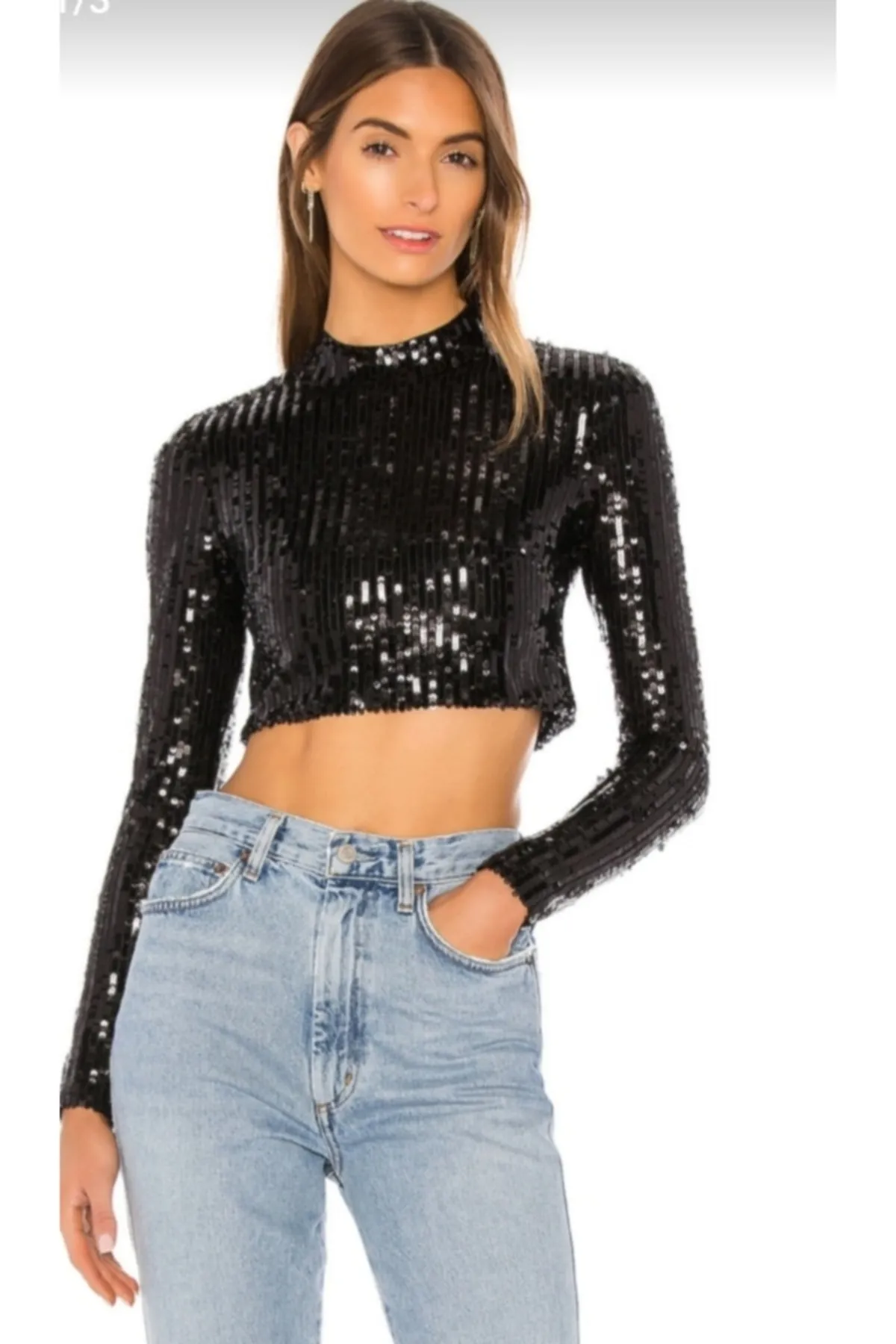 Siyah Payetli Croptop